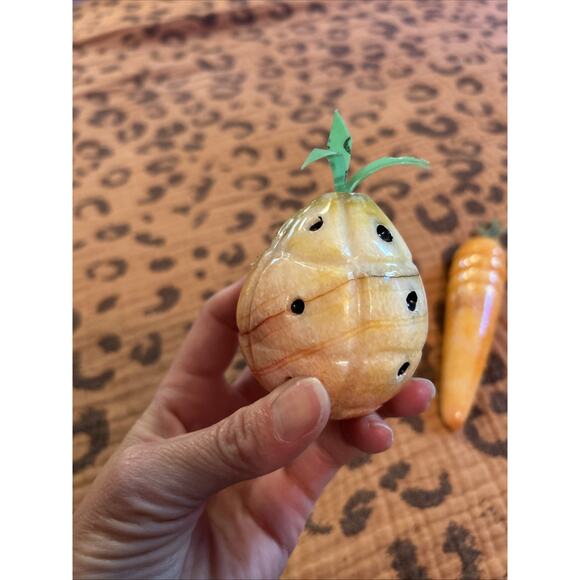 Vintage Onxy Alabaster Marble Carrot Pineapple Stone Fruit Basket Pieces - Picture 4 of 5